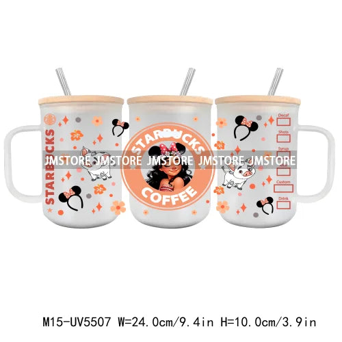 Cartoon Princess Queen UV DTF Sticker For 15OZ Mug Libbey Glass Cup Can Wrap Transfer Sticker Custom Labels DIY Logo Coffee Girl