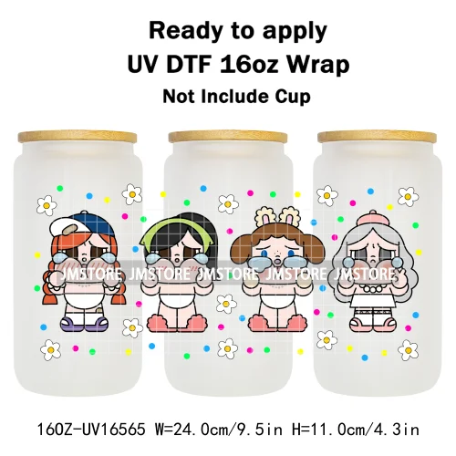 Cartoon Baby Monsters Cry UV DTF Stickers Ready To Transfer Cup Wrap Custom Labels DIY Craft For Libbey Can Glass Tumblers Mugs