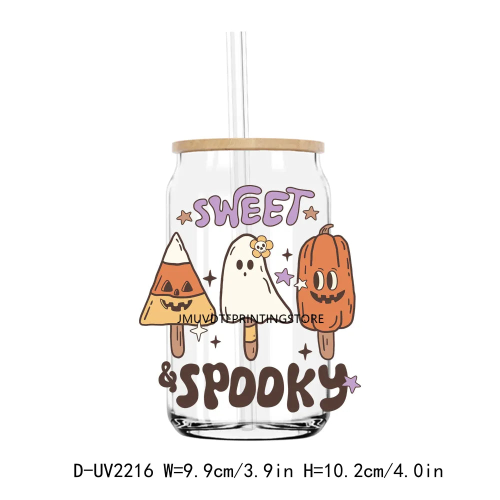 Sweet Spooky Hippie Halloween Boo Vibes UV DTF Transfers Stickers Decals For Libbey Cold Cups Mugs Tumbler Waterproof DIY Craft