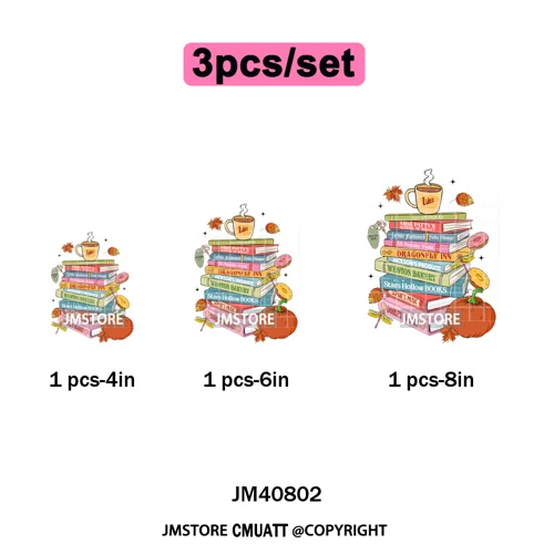 Autumn Festival Fall Season Stars Movie Girls Town Book Lover Iron on Washable DTF Transfers Stickers Ready to Press for Hoodies
