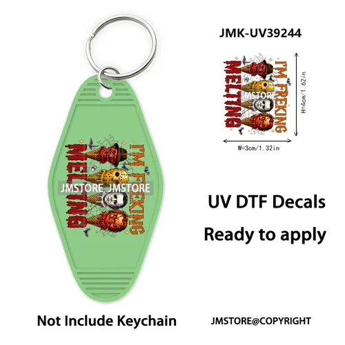 Halloween Horror Killer Energy Drink UV DTF Motel Keychain Decal Ready To Ship Durable Transfer Stickers Logo For Hotel Keychain