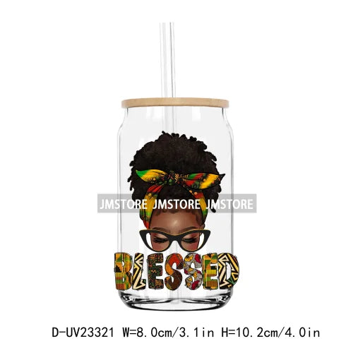 Afro Girl Woman Juneteenth 1865 Black History UV DTF Transfers Stickers Decals For Libbey Cold Cups Mugs Tumbler Waterproof Logo