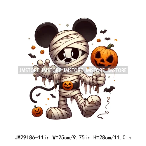 Cartoon Halloween Scary Cute Horror Characters Pumpkin Fall Vibes DTF Iron On Transfers Stickers Ready To Press For Clothing