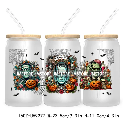 Scary Movies Halloween 16OZ UV DTF Cup Wrap Transfer Stickers Custom Labels Waterproof Logo For Libbey Glass Can Spooky Season