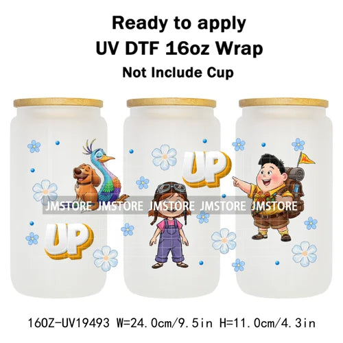 Up Gifts Balloon House Adventure Old Man 16OZ UV DTF Cup Wraps Ready To Apply Waterproof Transfer Stickers For Libbey Glass Can