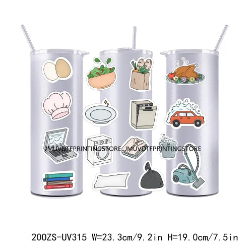 Healthy Food 20OZ UV DTF Tumbler Straight Wrap Transfers Stickers Custom Labels DIY Durable Waterproof Logo Girl Paris