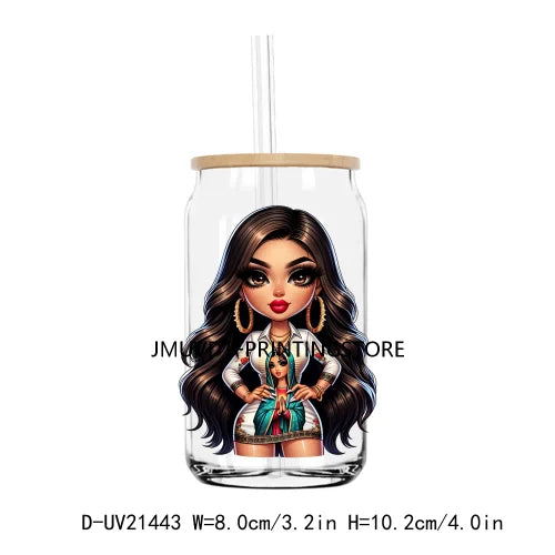 Chibi Cute Chicana Woman UV DTF Transfers Stickers Decals For Libbey Cold Cups Mugs Tumbler Waterproof DIY Logo Mexican Girls