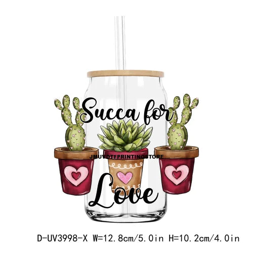 Love Is All You Need 16OZ UV DTF Cup Wrap Transfer Sticker Valentine's Day Custom Label DIY Waterproof Logo For Libbey Glass Can