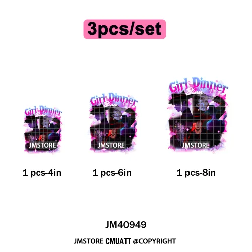 Cartoon Girl Dinner Kpop Merch Idol Band Group Music Movie Iron on DTF Washable Transfers Stickers Ready to Press for Textile