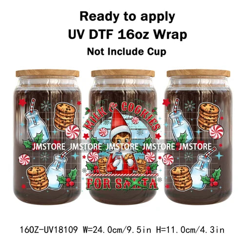 Christmas Cartoon Holiday Movie Friends UV DTF Cup Wrap Ready To Apply Transfer Stickers 16OZ Tumbler Wraps For Libbey Glass Can