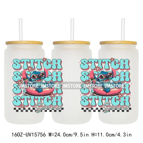 Retro Cartoon Western Summer Vibes UV DTF Cup Wraps Ready To Apply Waterproof Transfer Stickers For 16OZ Libbey Glass Can Mugs