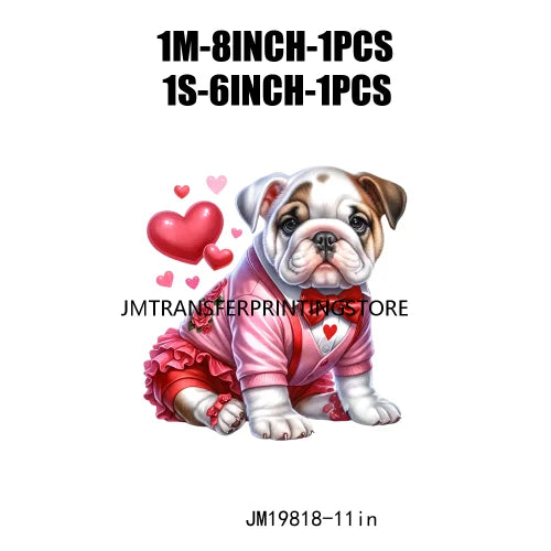 Love Cute Dog Puppy Valentine's Day Animal Iron On DTF Transfers Ready To Press For Clothes