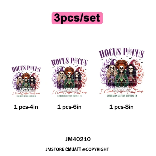 Horror Halloween Movie Witches Social Club Thug Life Coquette Iron on DTF Washable Transfers Stickers Ready to Press for Textile