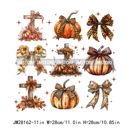 Pumpkin Season Autumn Coquette Bow Girly Cozy Fall Vibes Decals DTF Iron On Transfers Stickers Ready To Press For Hoodies Bags