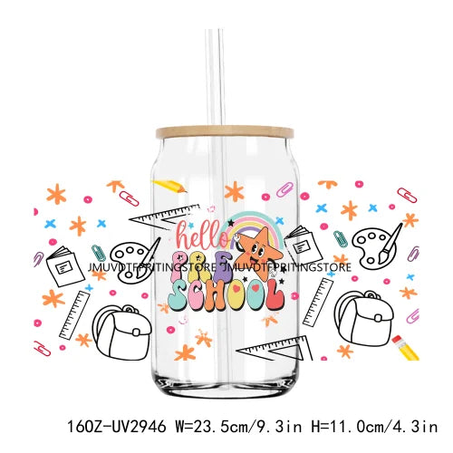 Back To School Grade Kindergarten 16OZ UV DTF Cup Wrap Transfers Stickers Custom Labels DIY Waterproof Logo For Libbey Glass Can