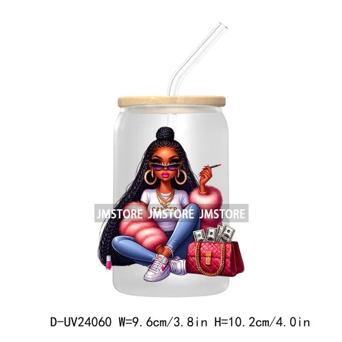 Black Girl Zodiac UV DTF Transfers Stickers Decals For Libbey Cold Cups Mugs Tumbler Waterproof Hip Hop African American Woman