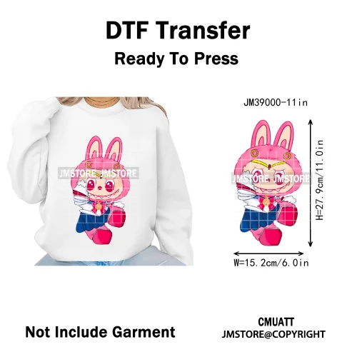 Colorful Monster Keychain Doll Character Designs Iron on DTF Washable Heat Transfers Stickers Ready to Press for T-shrits Bags