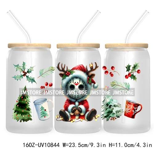 Christmas Movie Killer UV DTF Cup Wrap For Libbey Glass Can Transfer Stickers Waterproof Custom Labels Scary Horror Friends