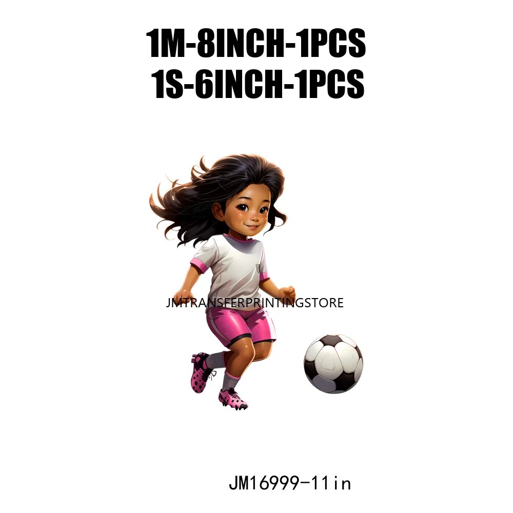 Afro Cut Sport Girl Football Baseball Sticker Heat Press American Afro Sport Kids DTF Transfers For Bags Hoodies