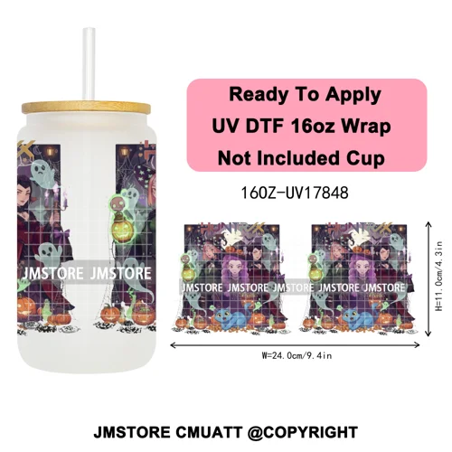 Kpop Movie Demon Hunters Boo Halloween Pumpkin Party 16OZ UV DTF Cup Wraps Ready To Apply Transfer Stickers For Libbey Glass Can