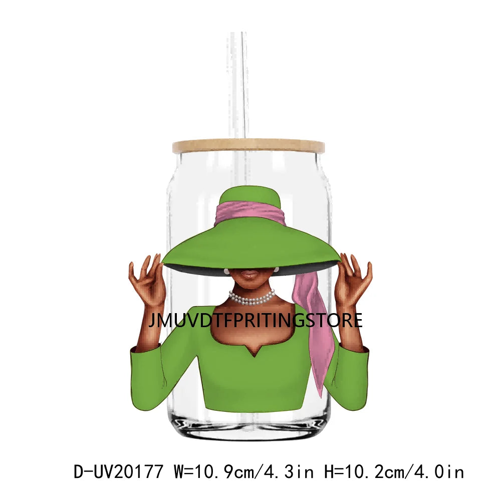 Fashion African American Girl UV DTF Transfers Stickers Decals For Libbey Cold Cups Mugs Tumbler Waterproof DIY Logo Hat Lady