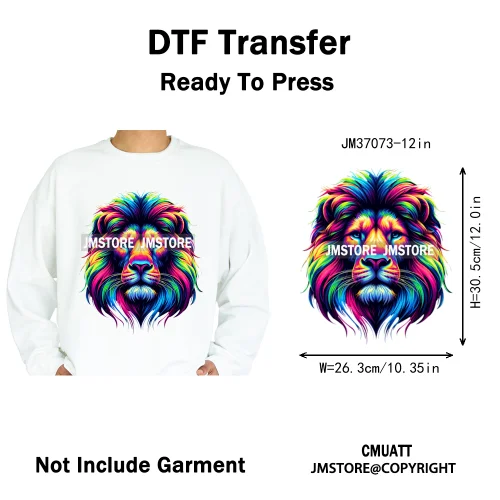 12in Urban Gangster Rich Money Lion Beats Shark Vibes Iron on DTF Thermal Transfers Stickers Ready to Press for T-shirts Bags
