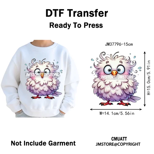 15cm 5.9in Kids Cute Nursery Thermal Printed Bird Fly Animal Washable Iron on DTF Transfers Stickers Ready to Press for Textile