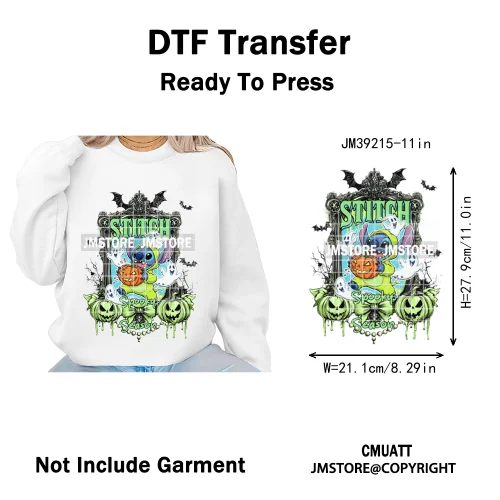 Cartoon Scary Monster Halloween Friends Season Printing Iron on DTF Washable Heat Transfers Stickers Ready to Press for Textile