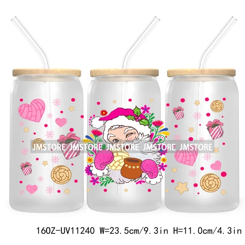 Mexican Gingerbread Christmas Pan Dulce UV DTF Cup Wrap For Libbey Glass Can Transfer Stickers Waterproof Labels Tis The Season