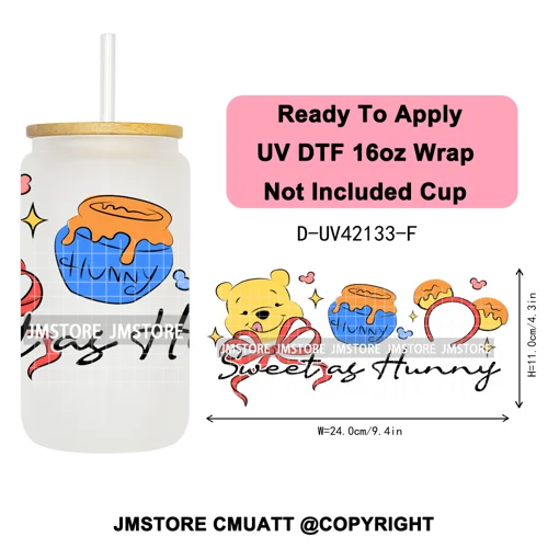Coquette Bow Magical Cartoon Princess Halloween UV DTF Stickers Ready To Apply Cup Wrap High Quality For 16OZ Libbey Can Glass