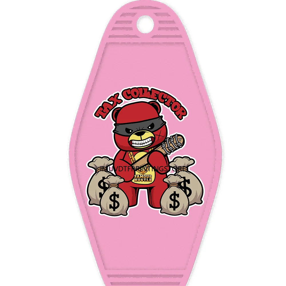 Self Made Bears High Quality WaterProof UV DTF Sticker For Motel Hotel Keychain Heartless Teddy Bear King Broken Heart