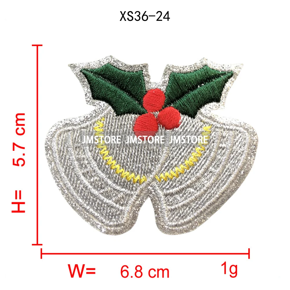 Merry Christmas Ho Ho Ho Santa Candy Canes Celebrate Festive Embroidery Appliques Iron on Sequins Patches for Sweatshirt Bags
