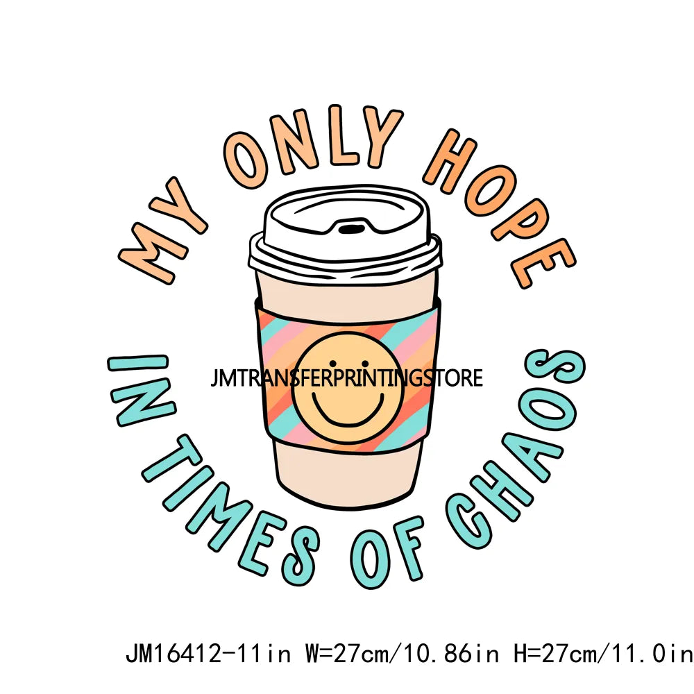 Good Day Happy Have The Courage To Be Disliked Emotional Support Iced Coffee Positive Quotes DTF Transfers Sticker For T-Shirts