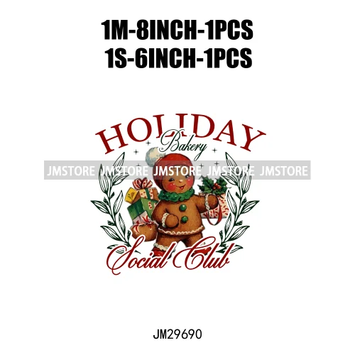 New Christmas Santa Social Club Coquette Western Boots Jolly Holiday Season Logos Iron On DTF Heat Transfer Stickers For Hoodies