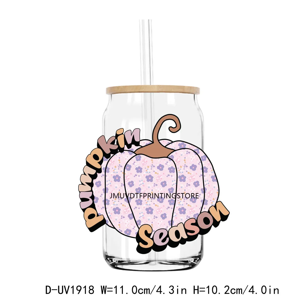 Pumpkin Spice Season Fall Halloween UV DTF Transfers Stickers Decals For Libbey Cold Cups Mugs Tumbler Waterproof DIY Craft