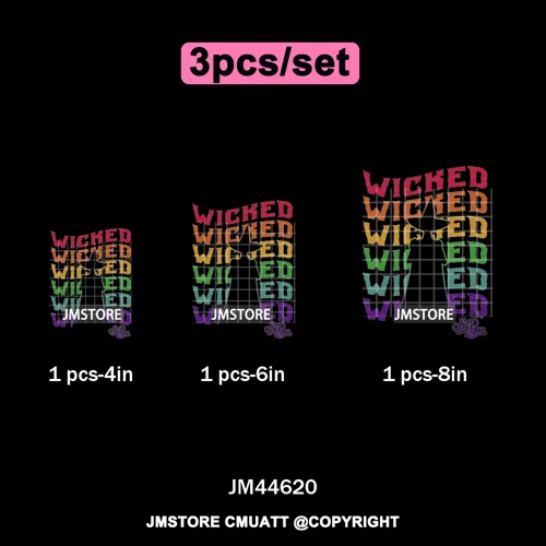 Pink and Green Magic Broomstick Witches Movie Fans Iron on Washable DTF Heat Transfers Stickers Ready to Press for Sweatshirts