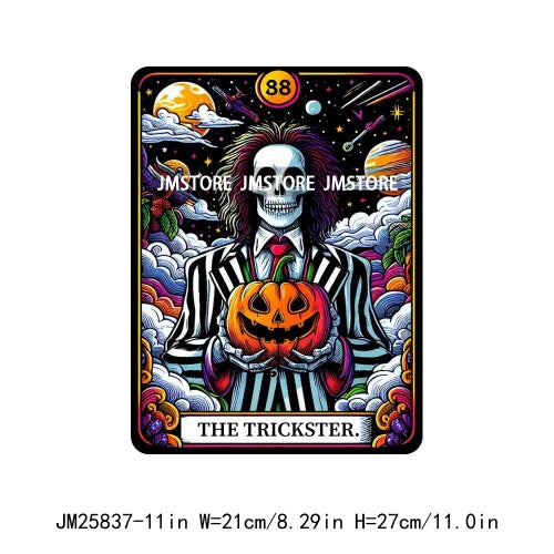 New Halloween Trickster Killer Scary Characters Tarot Cards Thermal Logos DTF Iron On Heat Press Transfers Stickers For Clothes