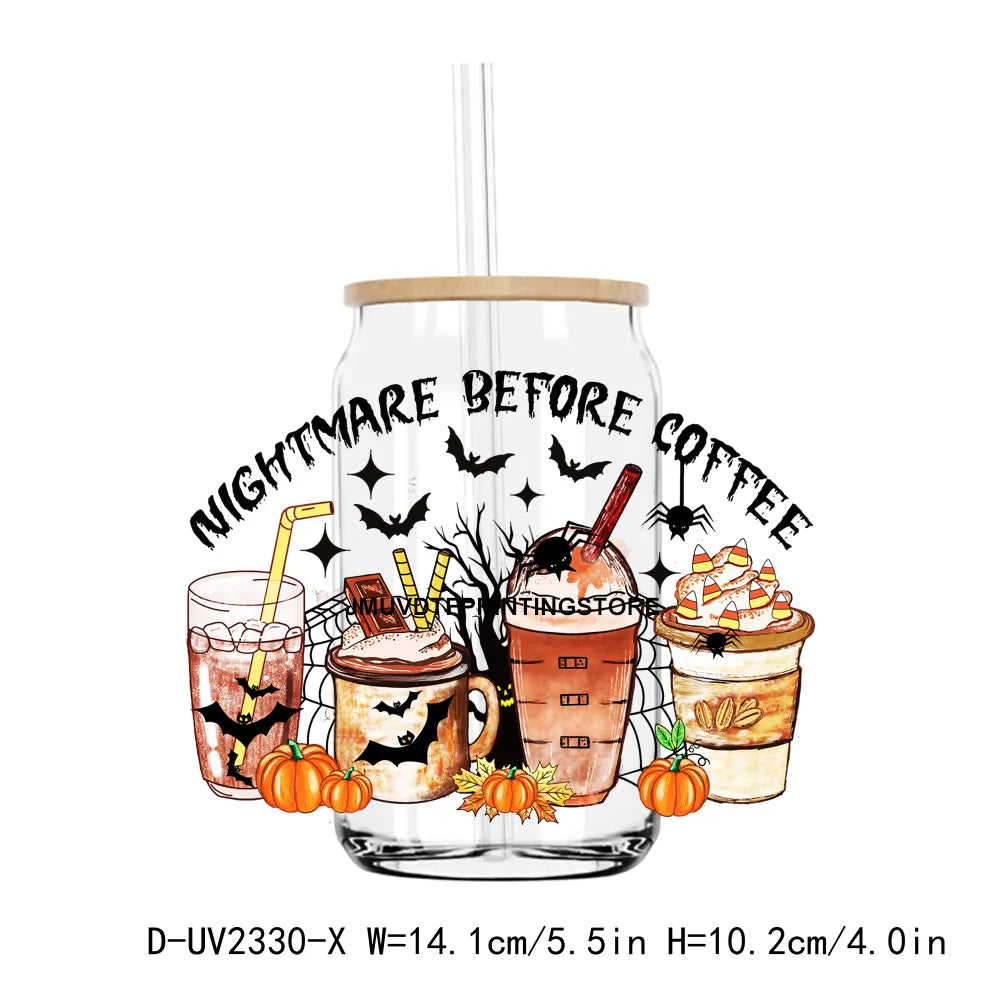 Skull Nightmare Before Coffee UV DTF Transfers Stickers Decals For Libbey Cold Cups Mugs Tumbler Waterproof DIY Craft