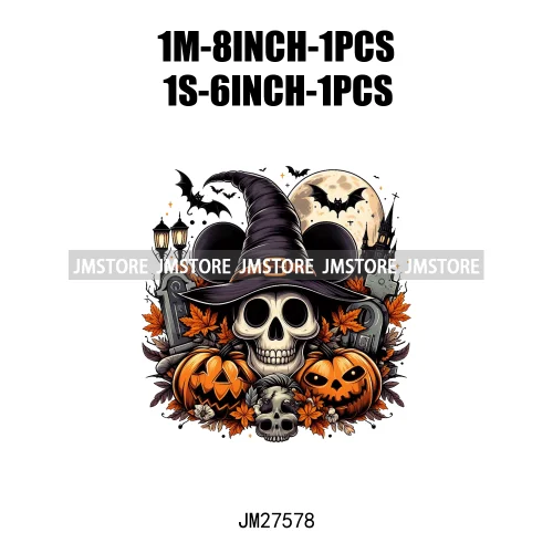 Cartoon Halloween Spooky Season Pumpkin Rip Gravestone Skull DTF Iron On Transfers Stickers Printing Ready To Press For Clothing