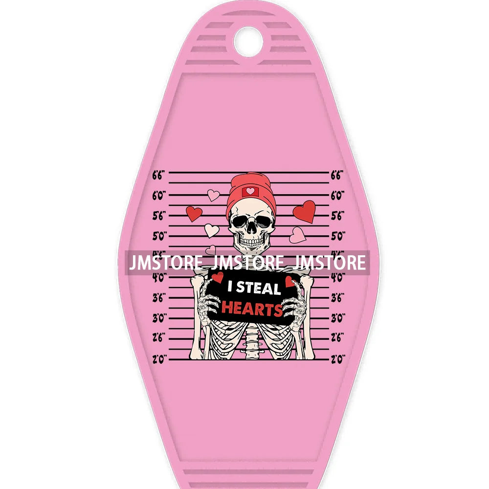 Loved To Death Skeleton Rose High Quality WaterProof UV DTF Stickers For Motel Hotel Keychain Blanks XOXO Valentines Day