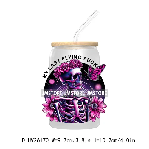 Antisocial Snarky Skeleton Skull UV DTF Transfer Stickers Decals For Libbey Cold Cups Mugs Durable Waterproof Custom Logo Labels