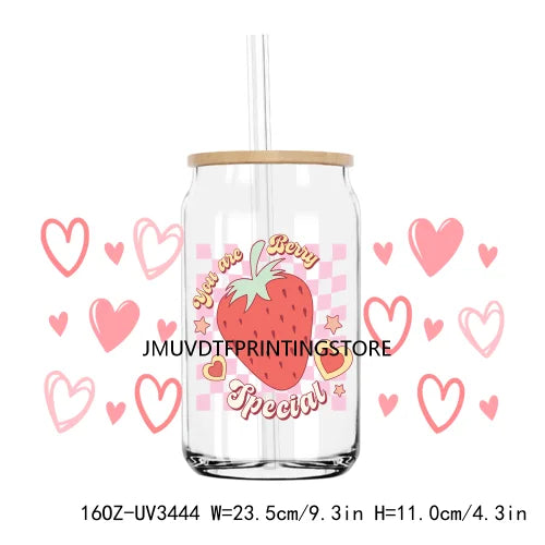 Love More Worry Less UV DTF Sticker For 16OZ Libbey Glass Cup Can Wrap Transfer Sticker Custom Labels DIY Logo XOXO Valentines