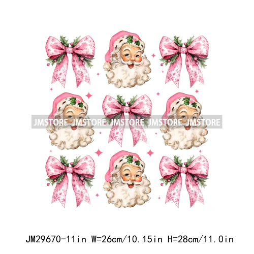 Christmas Santa Red Coquette Highland Cow Xmas Holly Jolly Vibes Iron On DTF Transfers Stickers Ready To Press For T-shirts