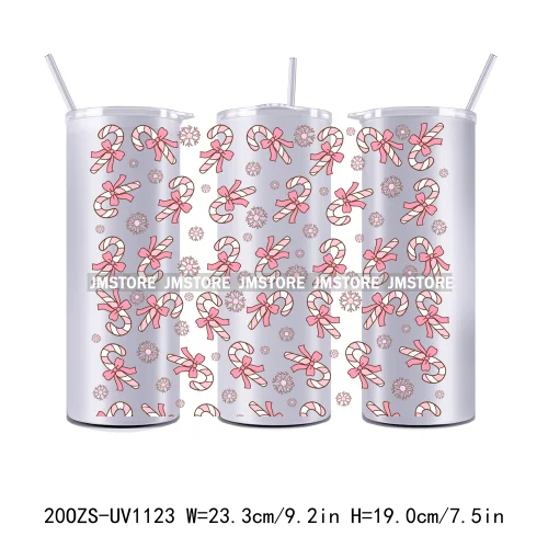 Christmas Gingerbread Reindeer 20OZ Tumbler Wraps Ready To Ship UV DTF Transfer Stickers Waterproof Prints For Skinny Tumbler