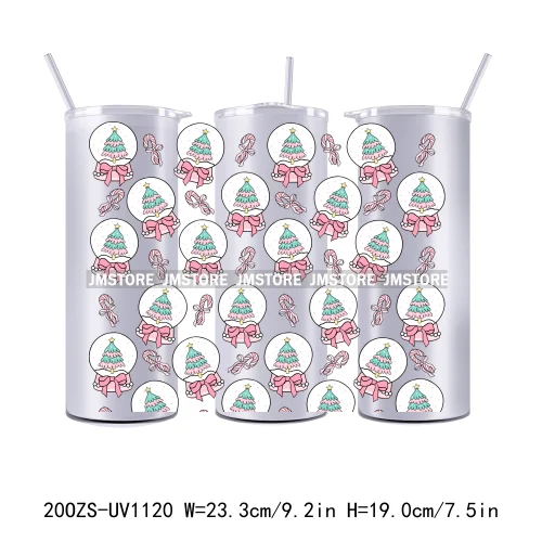 Christmas Gingerbread Reindeer 20OZ Tumbler Wraps Ready To Ship UV DTF Transfer Stickers Waterproof Prints For Skinny Tumbler