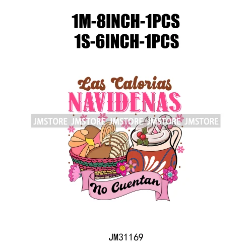 Funny Tis The Season Mexican Chocolate Pink Christmas Pan Dulce Spanish Iron On DTF Transfer Stickers Ready To Press For Clothes