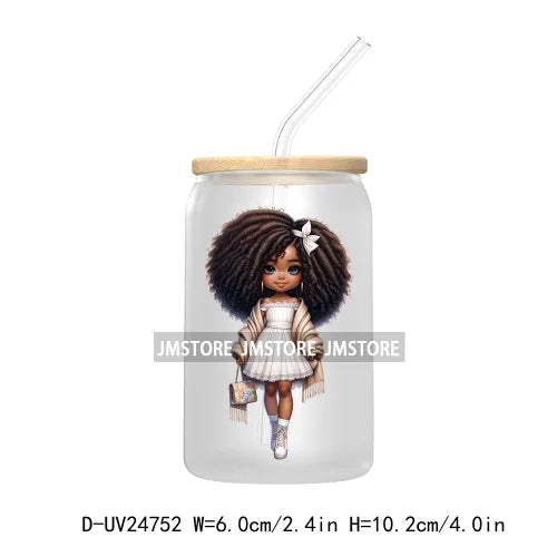 Cute Little Black Boy Girl UV DTF Transfer Stickers Decals For Libbey Cold Cups Mugs Tumbler Waterproof DIY Craft Cool Afro Kids