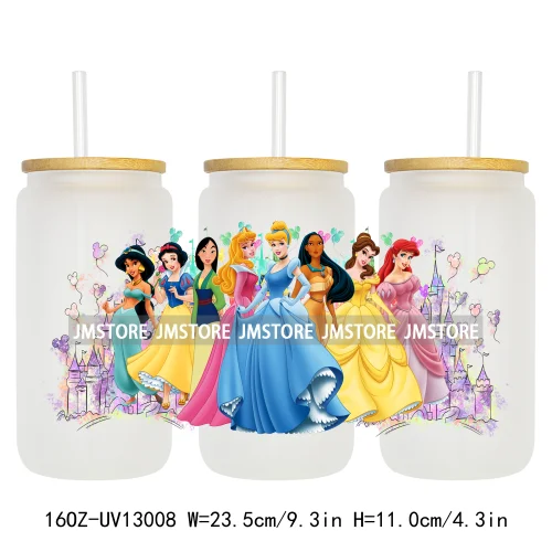 Best Friends Princess Movie Themed 16OZ UV DTF Cup Wraps Ready To Apply Waterproof Transfer Sticker For Libbey Glass Can Tumbler