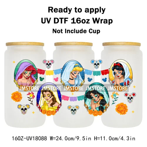Halloween Pumpkin Spice Magical Cartoon 16OZ UV DTF Cup Wraps Ready To Apply Waterproof Transfer Stickers For Libbey Glass Can