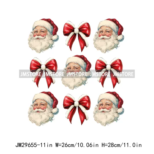Christmas Santa Red Coquette Highland Cow Xmas Holly Jolly Vibes Iron On DTF Transfers Stickers Ready To Press For T-shirts